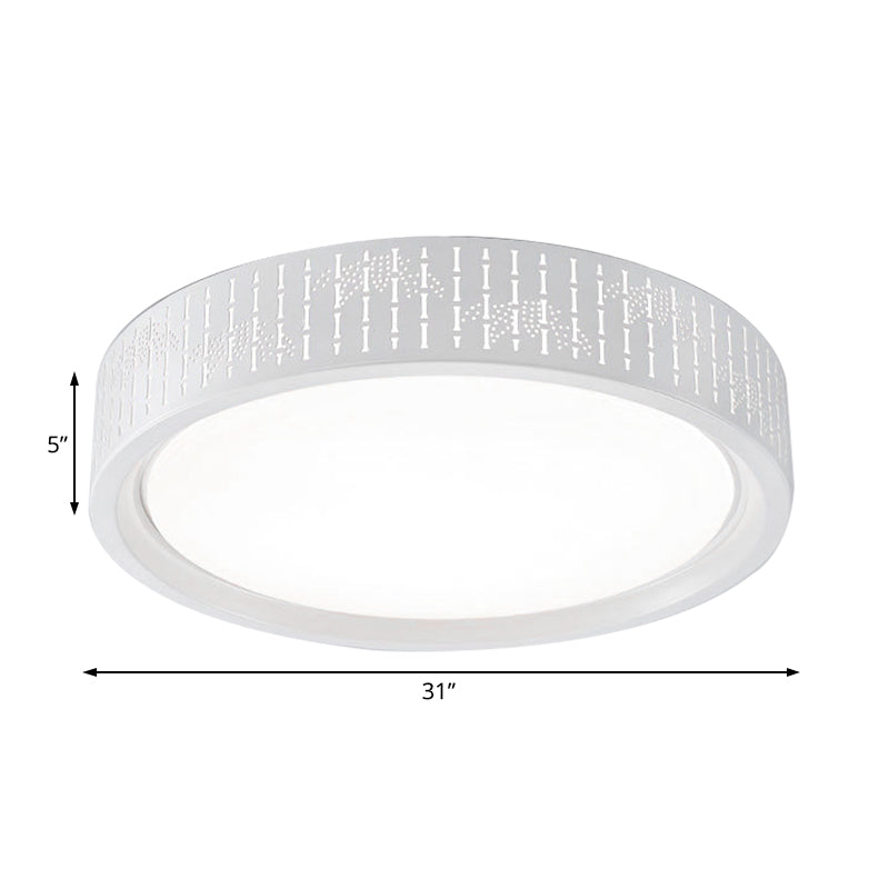 Simplicity LED Flush Mount Lamp with White Ringed Acrylic Shade - 16.5"/20.5"/31" Dia