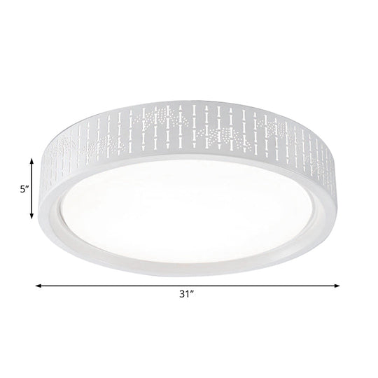Simplicity LED Flush Mount Lamp with White Ringed Acrylic Shade - 16.5"/20.5"/31" Dia