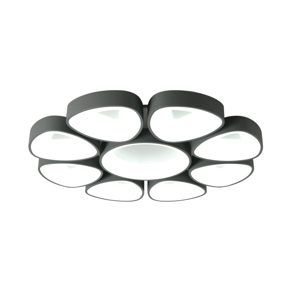 Nordic Acrylic Floral Flush Light In Warm/White Led - Grey/White Ceiling Mount Fixture