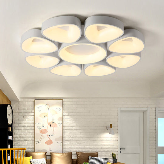 Nordic Acrylic Floral Flush Light in Warm/White LED - Grey/White Ceiling Mount Fixture