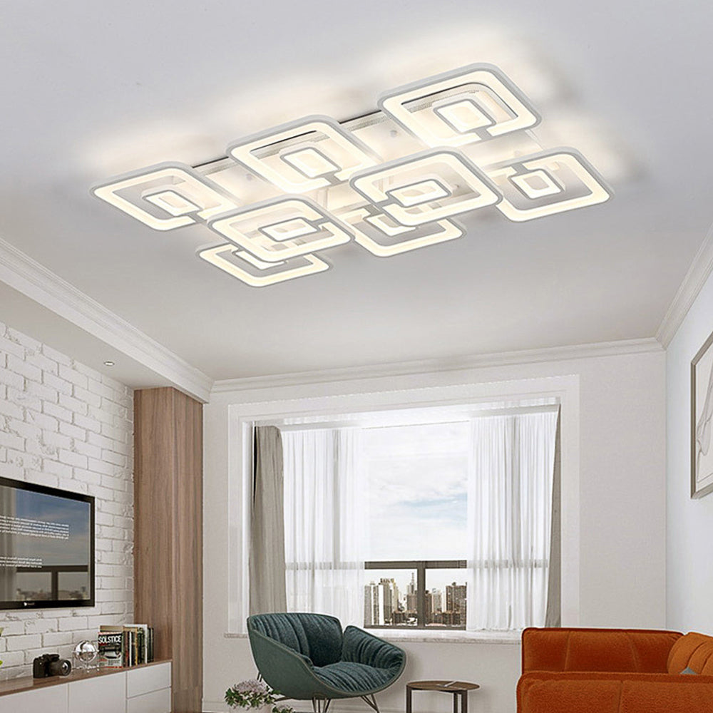 Contemporary LED Flush Mount Light, White Multi-Layer Ceiling Lamp with Acrylic Shade in Warm/White/Natural Light