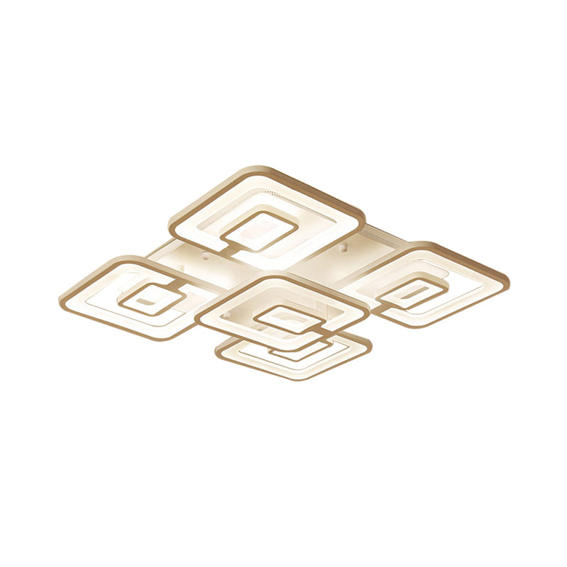 Contemporary LED Flush Mount Light, White Multi-Layer Ceiling Lamp with Acrylic Shade in Warm/White/Natural Light