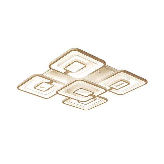 Contemporary LED Flush Mount Light, White Multi-Layer Ceiling Lamp with Acrylic Shade in Warm/White/Natural Light