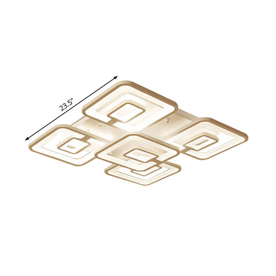 Contemporary LED Flush Mount Light, White Multi-Layer Ceiling Lamp with Acrylic Shade in Warm/White/Natural Light