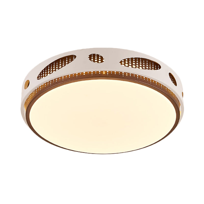 Round LED White Flushmount Ceiling Light Fixture with Simplicity Acrylic, Warm/White Lighting