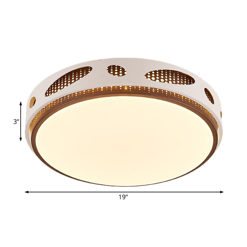 Round LED White Flushmount Ceiling Light Fixture with Simplicity Acrylic, Warm/White Lighting