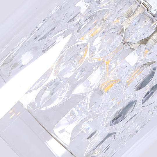 Modern Brass Cylinder Pendant Light with Prismatic Glass Shade - 3 Lights, Linear/Round Canopy