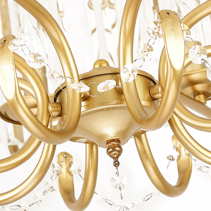 Faceted Clear Crystal Prism Lantern Chandelier with 8 Lights in Black/Gold - Contemporary Living Room Hanging Light