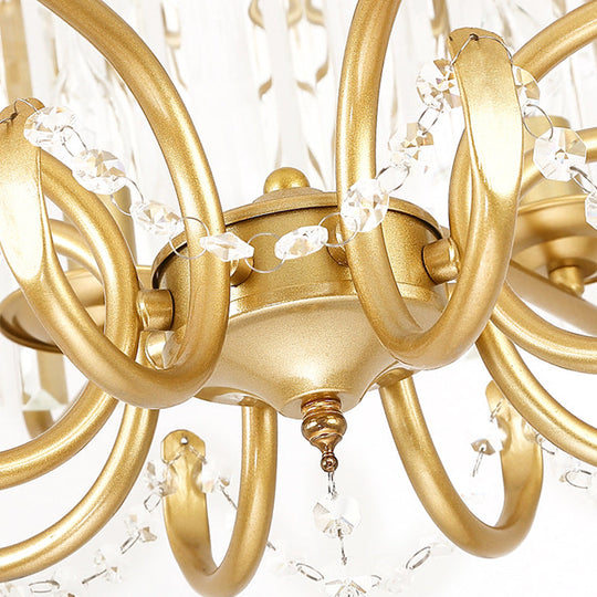 Faceted Clear Crystal Prism Lantern Chandelier with 8 Lights in Black/Gold - Contemporary Living Room Hanging Light