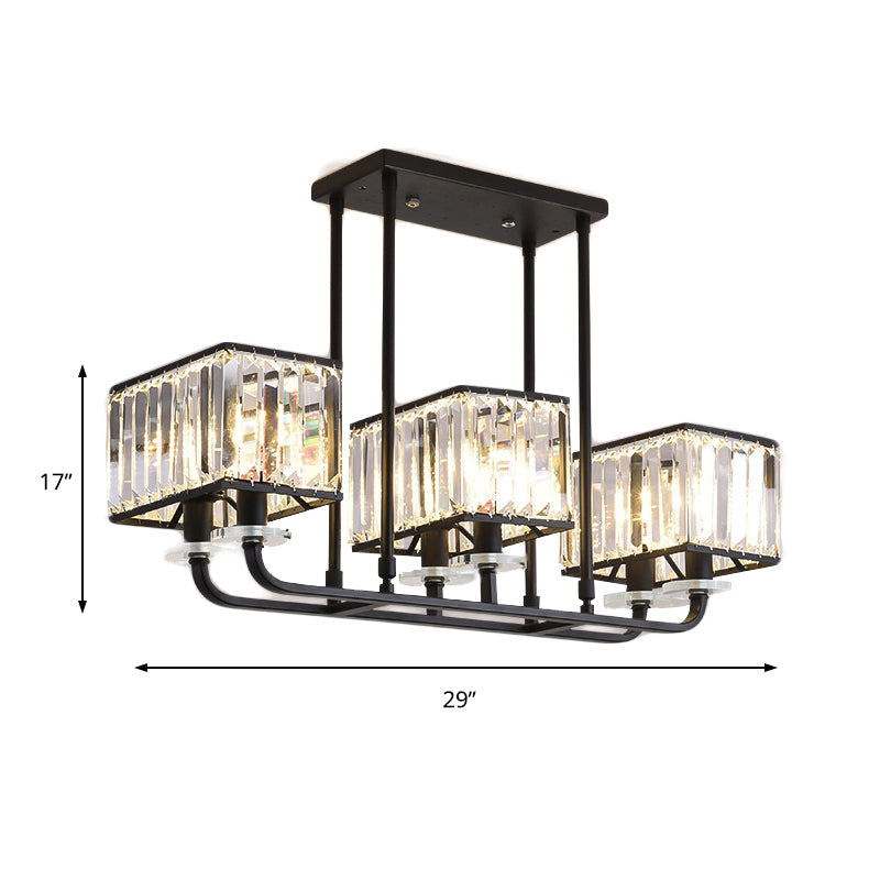 Vintage Prismatic Crystal Chandelier - 6/8 Lights - Black Hanging Light for Living Room