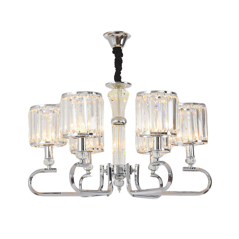Contemporary Crystal Hanging Ceiling Light - Chrome Chandelier, 3/6 Light Options