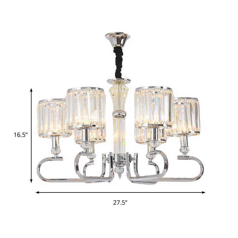 Contemporary Crystal Hanging Ceiling Light - Chrome Chandelier, 3/6 Light Options