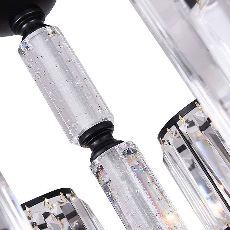 Prismatic Crystal Chandelier Light: Black Cylinder Ceiling Antique Style (3/6/8-Light)