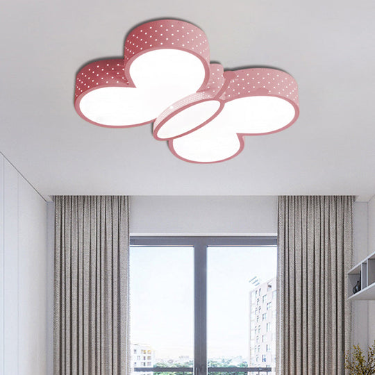 Cartoon Stylish Butterfly Flush Ceiling Light LED Flush Mount Lamp for Bedroom - Metallic Blue/Pink (Warm/White Light)