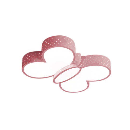 Cartoon Stylish Butterfly Flush Ceiling Light LED Flush Mount Lamp for Bedroom - Metallic Blue/Pink (Warm/White Light)