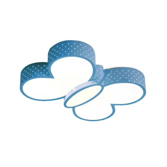 Cartoon Stylish Butterfly Flush Ceiling Light LED Flush Mount Lamp for Bedroom - Metallic Blue/Pink (Warm/White Light)