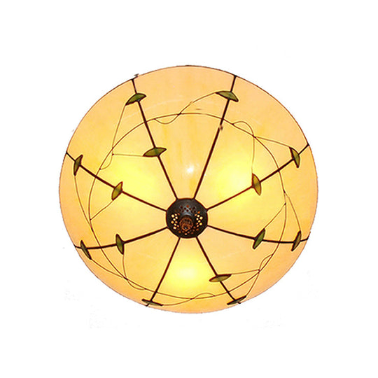Stained Glass Bowl Flushmount Light with Rustic Charm for Indoor Living Room