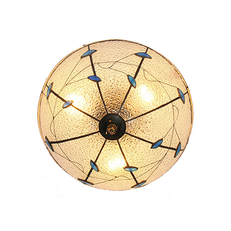 Stained Glass Bowl Flushmount Light with Rustic Charm for Indoor Living Room