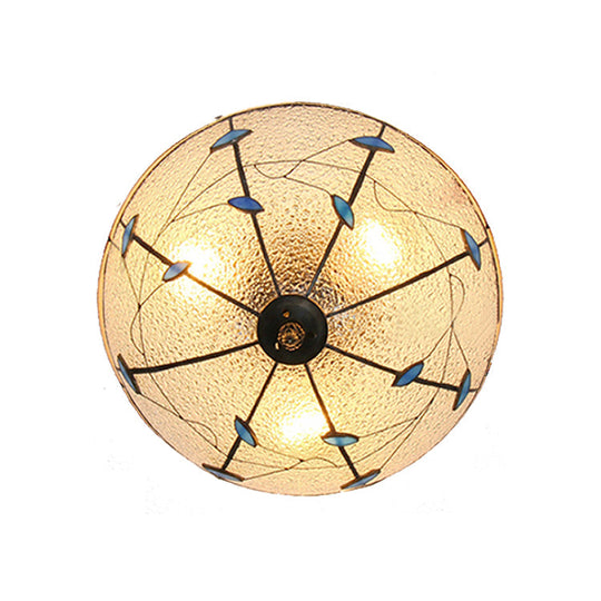 Stained Glass Bowl Flushmount Light with Rustic Charm for Indoor Living Room