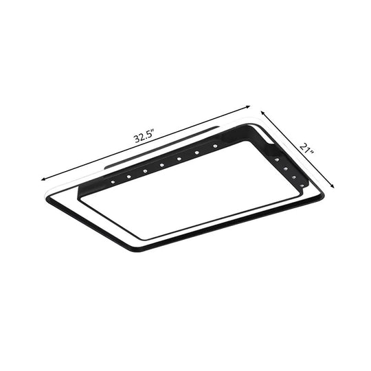 Rectangular Ceiling Light Fixture in Black/White - Simple Acrylic Flush Mount for Living Room with Warm/White Light - 16"/19.5"/32.5" Wide