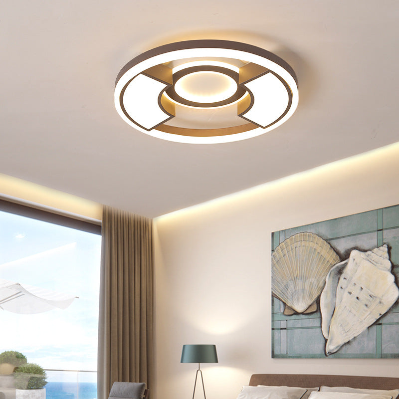 Contemporary Round Flush Mount LED Ceiling Light Fixture - 16"/19.5" Diameter - Warm/White Light - for Bedroom