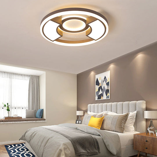 Contemporary Round Flush Mount LED Ceiling Light Fixture - 16"/19.5" Diameter - Warm/White Light - for Bedroom