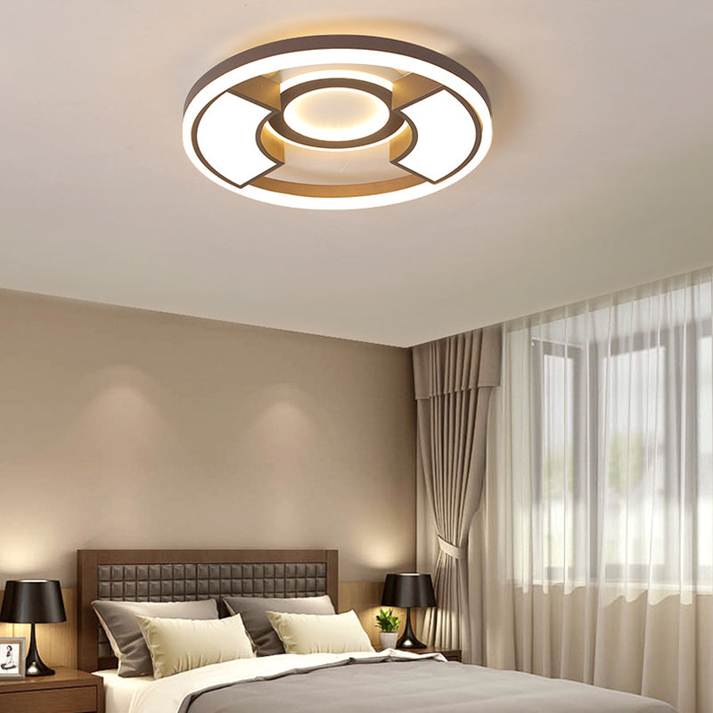 Contemporary Round Flush Mount LED Ceiling Light Fixture - 16"/19.5" Diameter - Warm/White Light - for Bedroom