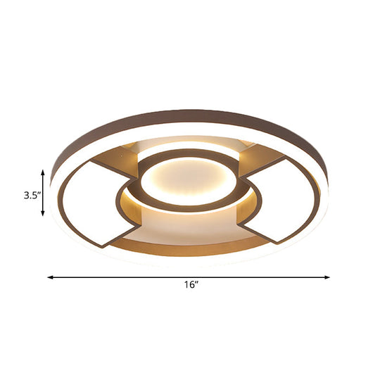Contemporary Round Flush Mount LED Ceiling Light Fixture - 16"/19.5" Diameter - Warm/White Light - for Bedroom