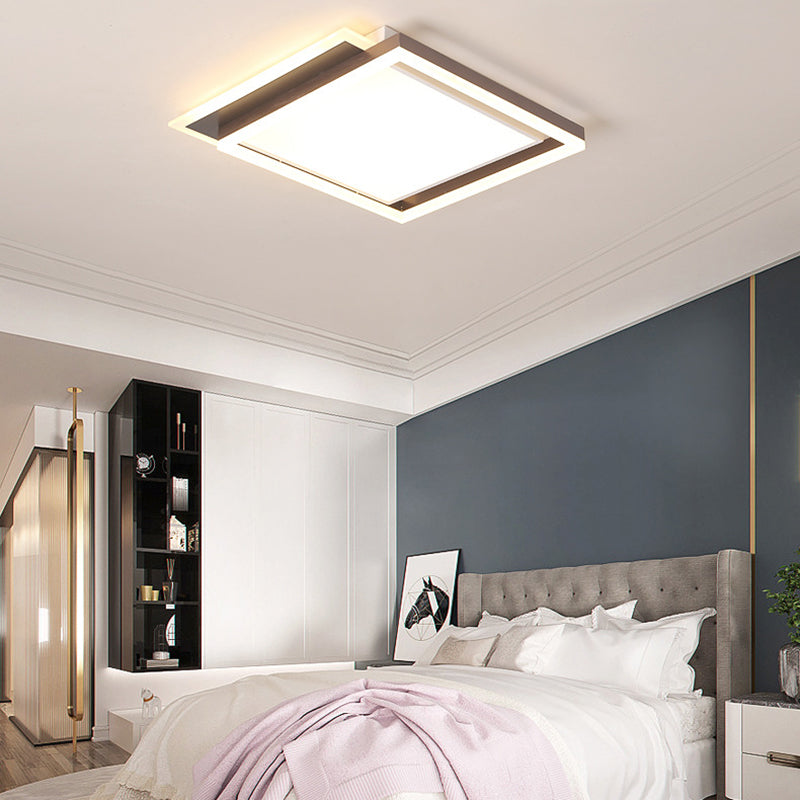 Modern Acrylic Brown LED Flush Light for Bedroom Ceiling - 16"/19.5"/35.5" Width in Warm/White Light