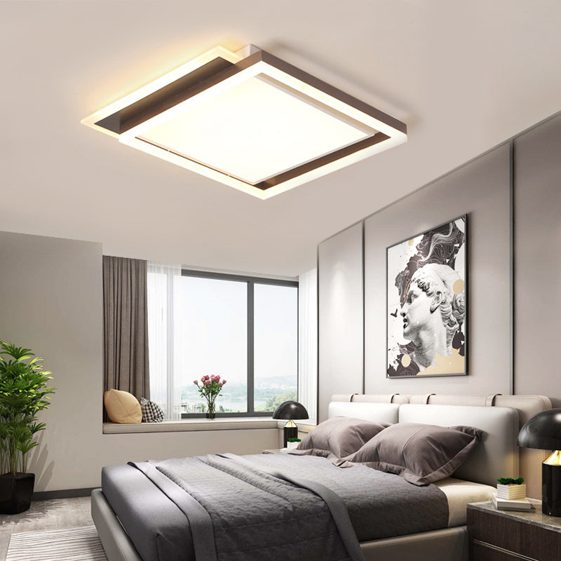 Modern Acrylic Brown LED Flush Light for Bedroom Ceiling - 16"/19.5"/35.5" Width in Warm/White Light
