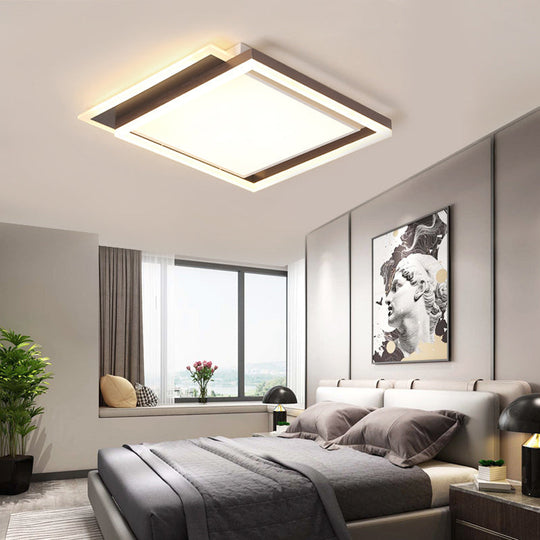 Modern Acrylic Brown LED Flush Light for Bedroom Ceiling - 16"/19.5"/35.5" Width in Warm/White Light