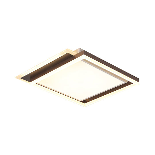 Modern Acrylic Brown LED Flush Light for Bedroom Ceiling - 16"/19.5"/35.5" Width in Warm/White Light