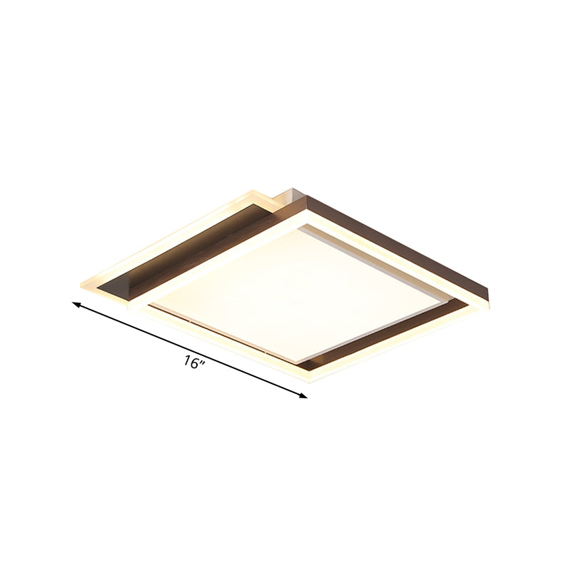 Modern Acrylic Brown LED Flush Light for Bedroom Ceiling - 16"/19.5"/35.5" Width in Warm/White Light