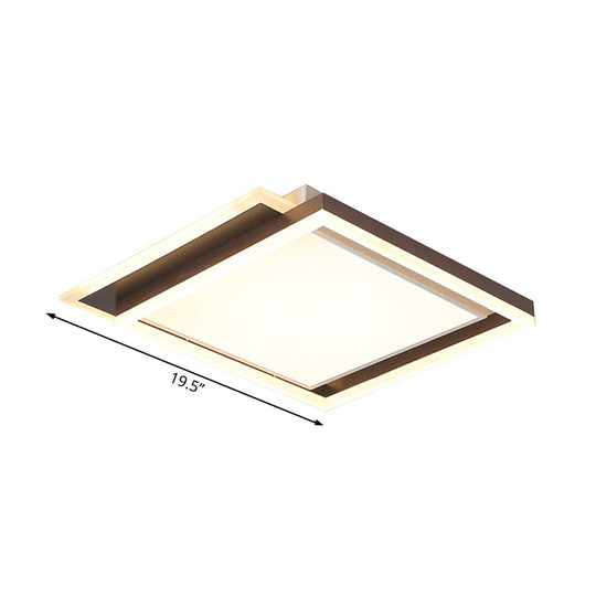 Modern Acrylic Brown LED Flush Light for Bedroom Ceiling - 16"/19.5"/35.5" Width in Warm/White Light
