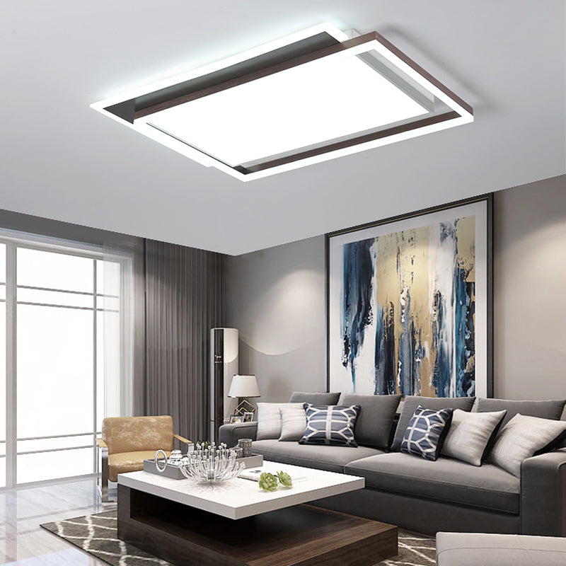 Modern Acrylic Brown LED Flush Light for Bedroom Ceiling - 16"/19.5"/35.5" Width in Warm/White Light