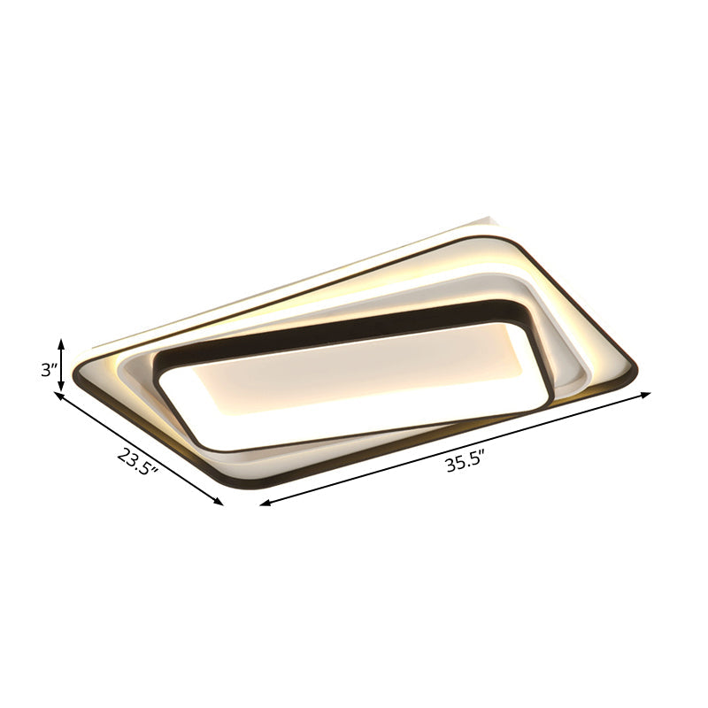 Simple Black Flush Mount Acrylic Ceiling Light for Bedroom - Rectangular/Square, 19.5"/35.5" Wide - Warm/White Light