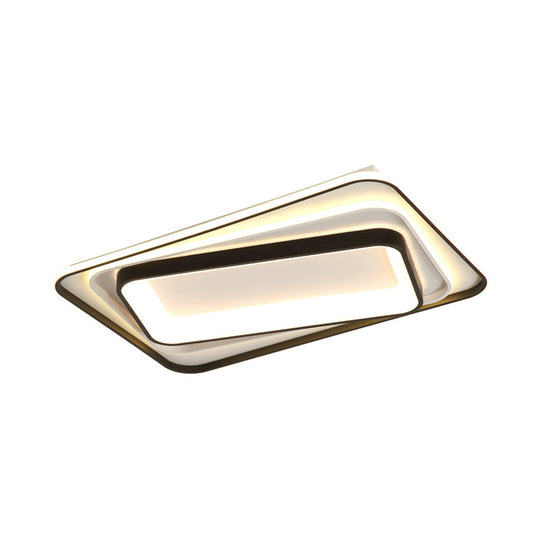 Simple Black Flush Mount Acrylic Ceiling Light for Bedroom - Rectangular/Square, 19.5"/35.5" Wide - Warm/White Light