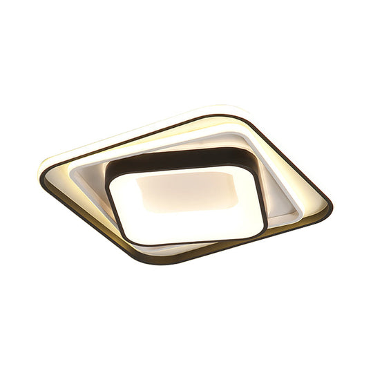 Simple Black Flush Mount Acrylic Ceiling Light for Bedroom - Rectangular/Square, 19.5"/35.5" Wide - Warm/White Light