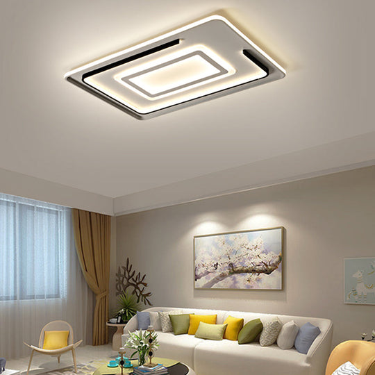 Modern Acrylic Rectangular LED Ceiling Lamp for Living Room - Warm/White Light, 18"/21.5"/35.5" Wide