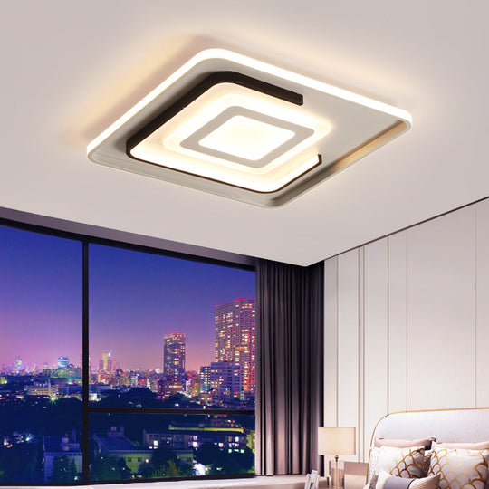 Modern Acrylic Rectangular LED Ceiling Lamp for Living Room - Warm/White Light, 18"/21.5"/35.5" Wide