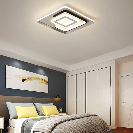 Modern Acrylic Rectangular LED Ceiling Lamp for Living Room - Warm/White Light, 18"/21.5"/35.5" Wide