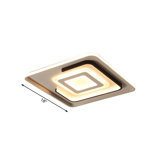 Modern Acrylic Rectangular LED Ceiling Lamp for Living Room - Warm/White Light, 18"/21.5"/35.5" Wide