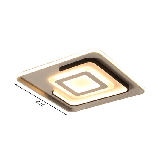 Modern Acrylic Rectangular LED Ceiling Lamp for Living Room - Warm/White Light, 18"/21.5"/35.5" Wide