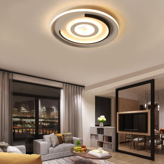 Round Led Acrylic Flush Mount Ceiling Lamp - 18/21.5 Diameter Warm/White Light Contemporary Bedroom
