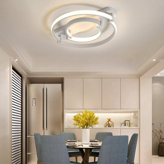 Sleek Acrylic LED Bedroom Ceiling Lamp in Warm/White Light - Black/White Flush Mount, Various Sizes