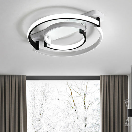 Sleek Acrylic LED Bedroom Ceiling Lamp in Warm/White Light - Black/White Flush Mount, Various Sizes