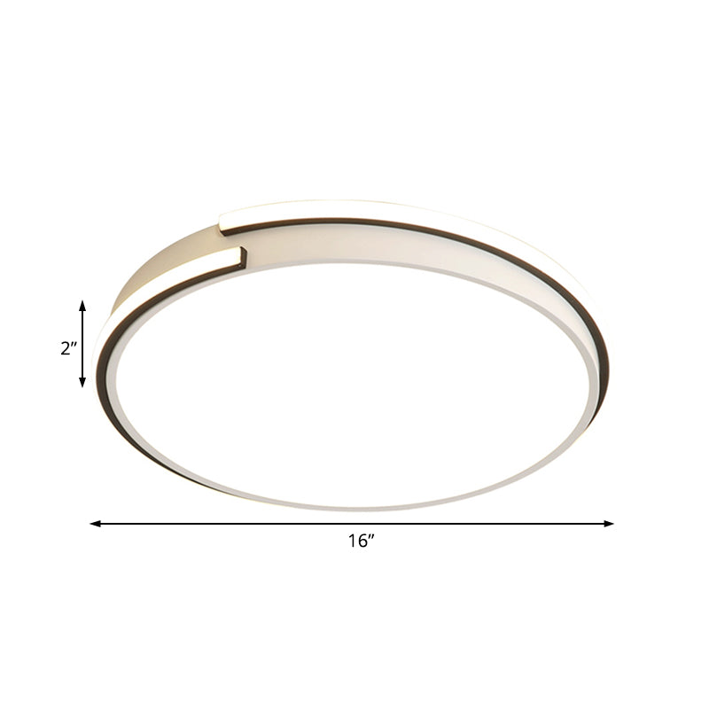 LED Round Bedroom Flushmount Light - Minimalist Acrylic Ceiling Fixture in Warm/White Light (16"/19.5" Dia)