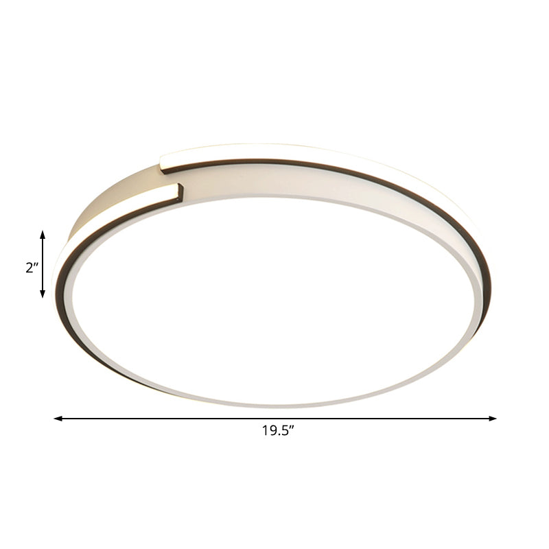 LED Round Bedroom Flushmount Light - Minimalist Acrylic Ceiling Fixture in Warm/White Light (16"/19.5" Dia)