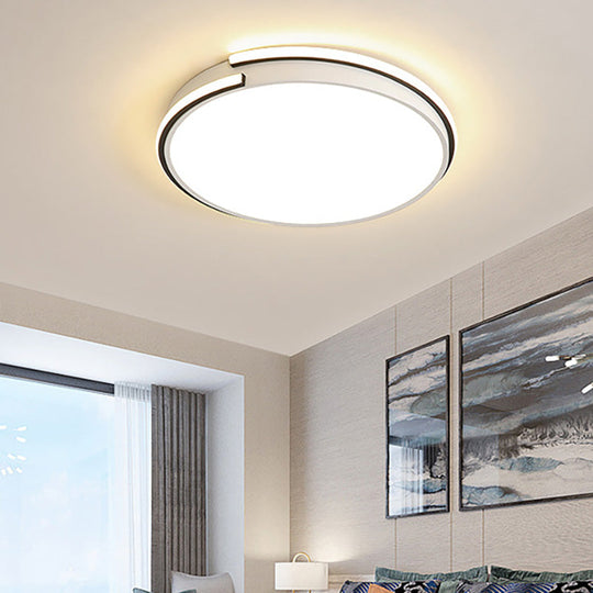 LED Round Bedroom Flushmount Light - Minimalist Acrylic Ceiling Fixture in Warm/White Light (16"/19.5" Dia)
