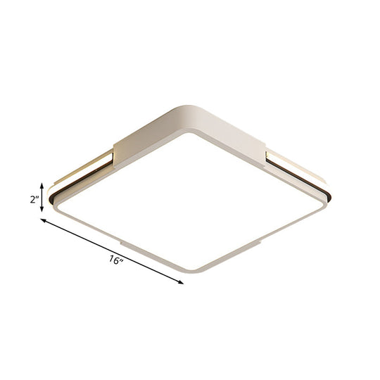 Simple White LED Flush Mount Light for Bedroom Ceiling - 16"/19.5"/35.5" Wide Square/Rectangular Shape, Warm/White Light